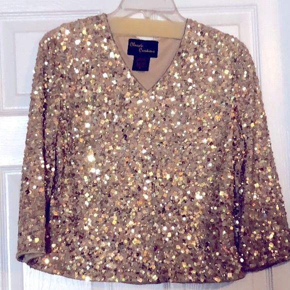 Vintage Gold Sequins top - Picture 2 of 12